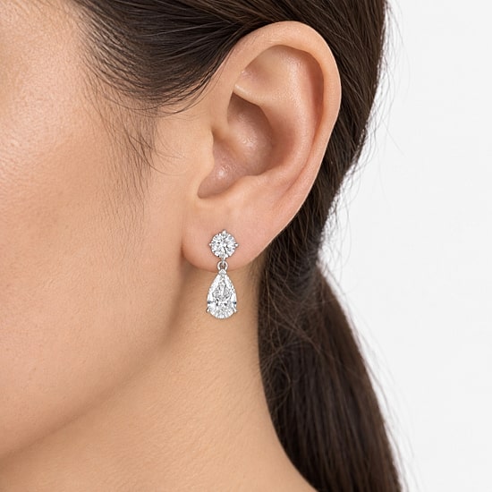 (G / Si1-Si2) Womens 3 CT. T.W. Lab Grown White Diamond 10K Gold Drop Earrings