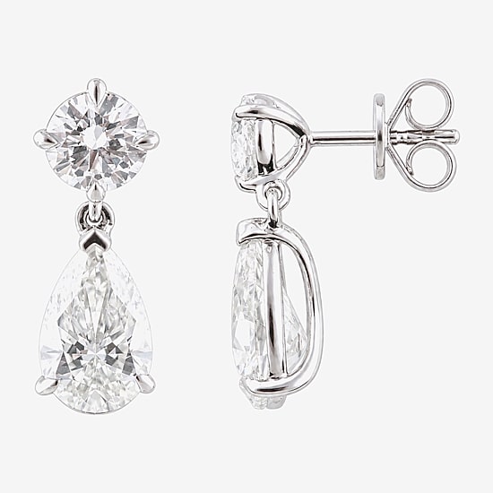 (G / Si1-Si2) Womens 3 CT. T.W. Lab Grown White Diamond 10K Gold Drop Earrings
