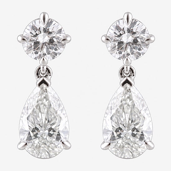(G / Si1-Si2) Womens 3 CT. T.W. Lab Grown White Diamond 10K Gold Drop Earrings