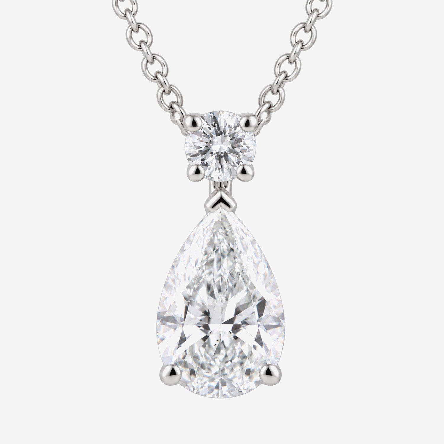 (G / Si1-Si2) Womens 3 CT. T.W. Lab Grown White Diamond 10K Gold Pear 18 Inch Pendant Necklace