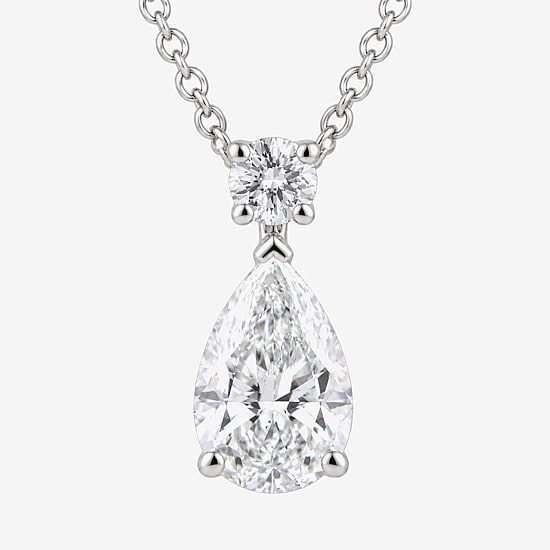 (G / Si1-Si2) Womens 3 CT. T.W. Lab Grown White Diamond 10K Gold Pear 18 Inch Pendant Necklace