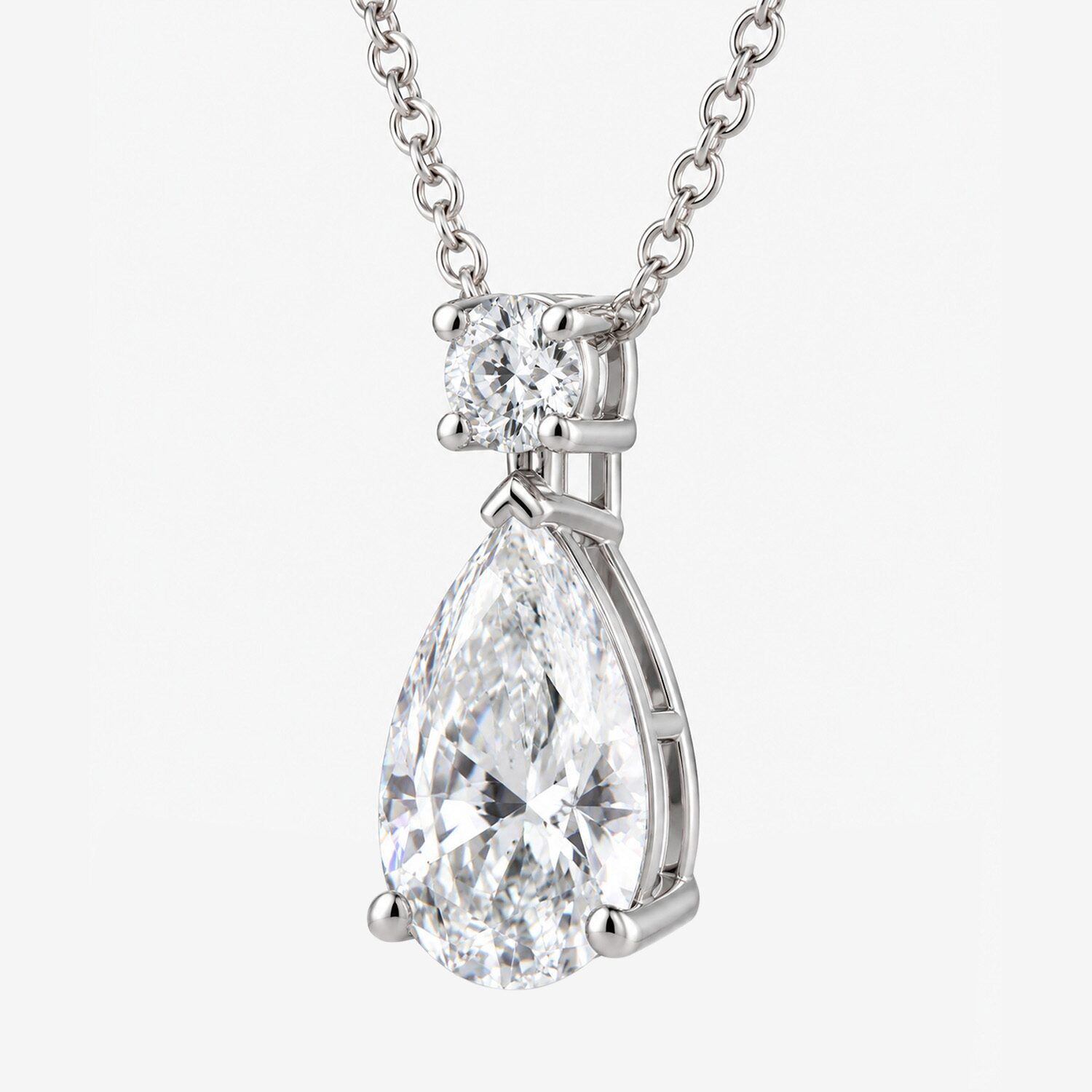 (G / Si1-Si2) Womens 3 CT. T.W. Lab Grown White Diamond 10K Gold Pear 18 Inch Pendant Necklace