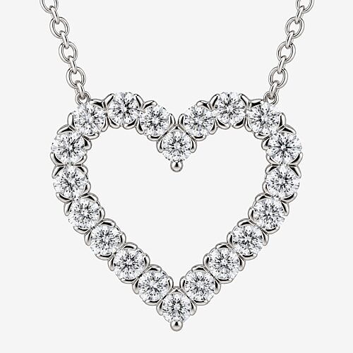 (G / Si1-Si2) Womens 3 CT. T.W. Lab Grown White Diamond 10K Gold Heart 18 Inch Pendant Necklace, One Size, White