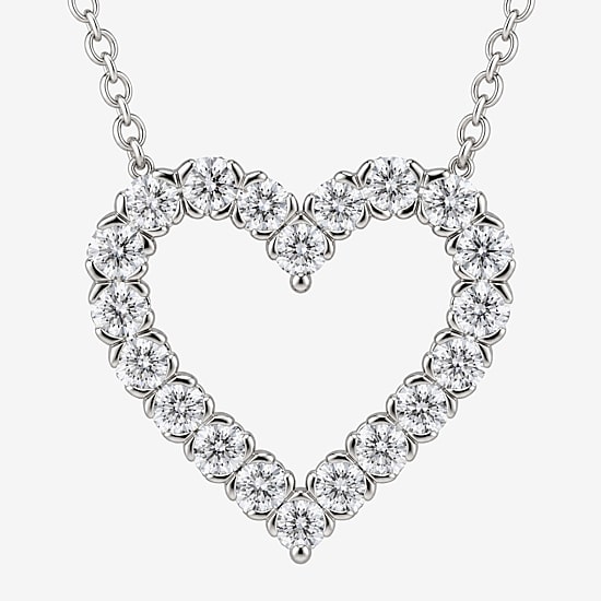 (G / Si1-Si2) Womens 3 CT. T.W. Lab Grown White Diamond 10K Gold Heart 18 Inch Pendant Necklace