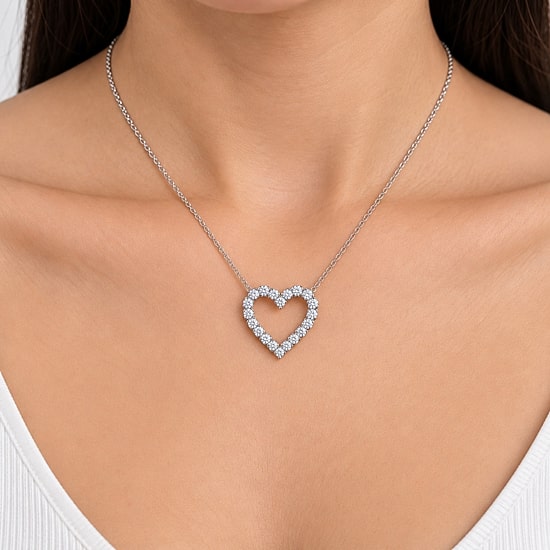 (G / Si1-Si2) Womens 3 CT. T.W. Lab Grown White Diamond 10K Gold Heart 18 Inch Pendant Necklace