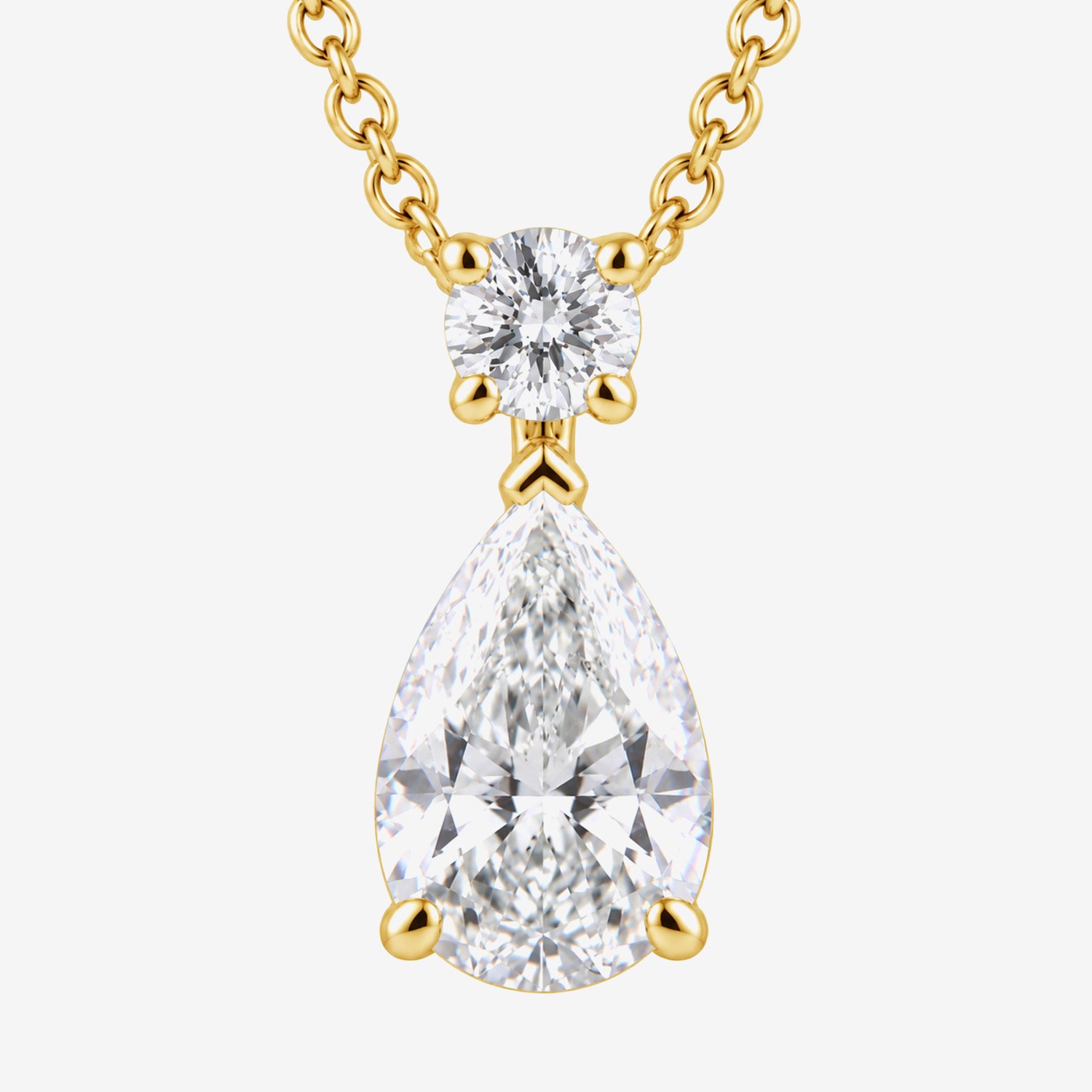 (G / Si1-Si2) Womens 3 CT. T.W. Lab Grown White Diamond 10K Gold Pear 18 Inch Pendant Necklace