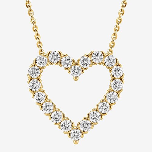 (G / Si1-Si2) Womens 3 CT. T.W. Lab Grown White Diamond 10K Gold Heart 18 Inch Pendant Necklace, One Size, Yellow