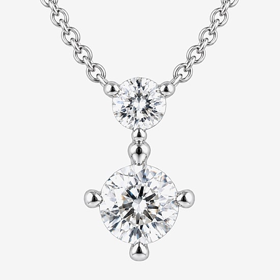 (G / Si1-Si2) Womens 3 CT. T.W. Lab Grown White Diamond 10K Gold Round 18 Inch Pendant Necklace