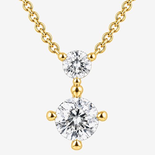 (G / Si1-Si2) Womens 3 CT. T.W. Lab Grown White Diamond 10K Gold Round 18 Inch Pendant Necklace, One Size, Yellow