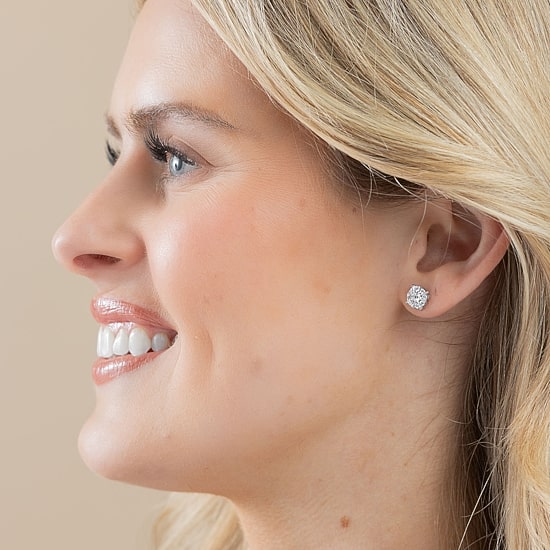 (H-I / I1) 1/2 CT. T.W. Lab Grown White Diamond Sterling Silver 7.4mm Round Stud Earrings