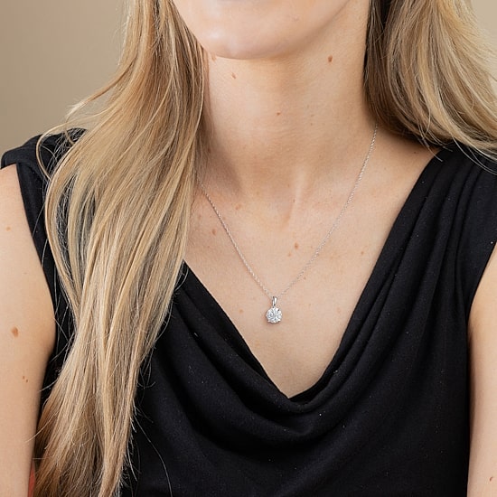 (H-I / I1) Womens 1/2 CT. T.W. Lab Grown White Diamond Sterling Silver Round 18 Inch Pendant Necklace