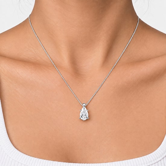 (G / Si1-Si2) Womens 1/2 CT. Lab Grown White Diamond Sterling Silver Pear 18 Inch Pendant Necklace