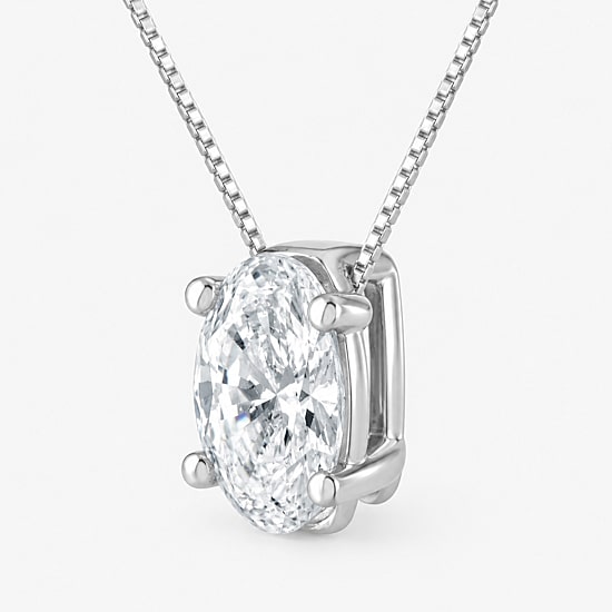 (G / Si1-Si2) Womens 1/2 CT. Lab Grown White Diamond Sterling Silver Oval 18 Inch Pendant Necklace