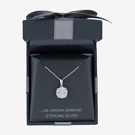 (H-I / I1) Womens 1/2 CT. T.W. Lab Grown White Diamond Sterling Silver Round 18 Inch Pendant Necklace