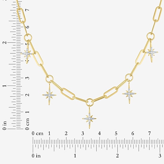 (G-H / Si1-Si2) Womens 1/8 CT. T.W. Lab Grown White Diamond 14K Gold Over Brass Star 2-pc. Jewelry Set