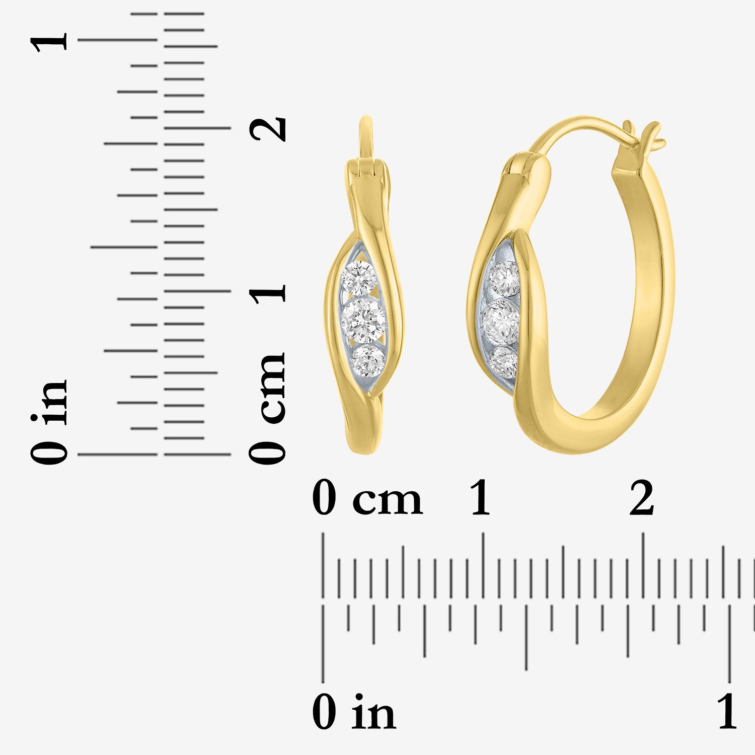 (G-H / Si1-Si2) Womens 1/3 CT. T.W. Lab Grown White Diamond 14K Gold Over Brass 20mm Hoop Earrings
