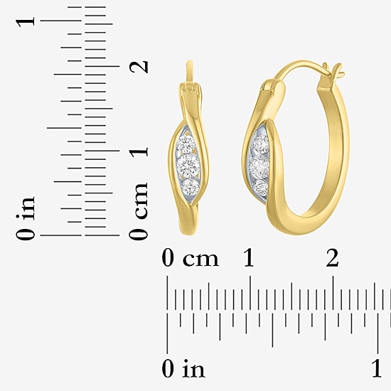 (G-H / Si1-Si2) Womens 1/3 CT. T.W. Lab Grown White Diamond 14K Gold Over Brass 20mm Hoop Earrings
