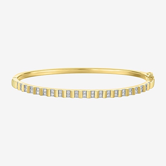 (G-H/ Si1-Si2) Womens 1/3 CT. T.W. Lab Grown White Diamond 14K Gold Over Brass Bangle Bracelet