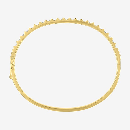 (G-H/ Si1-Si2) Womens 1/3 CT. T.W. Lab Grown White Diamond 14K Gold Over Brass Bangle Bracelet