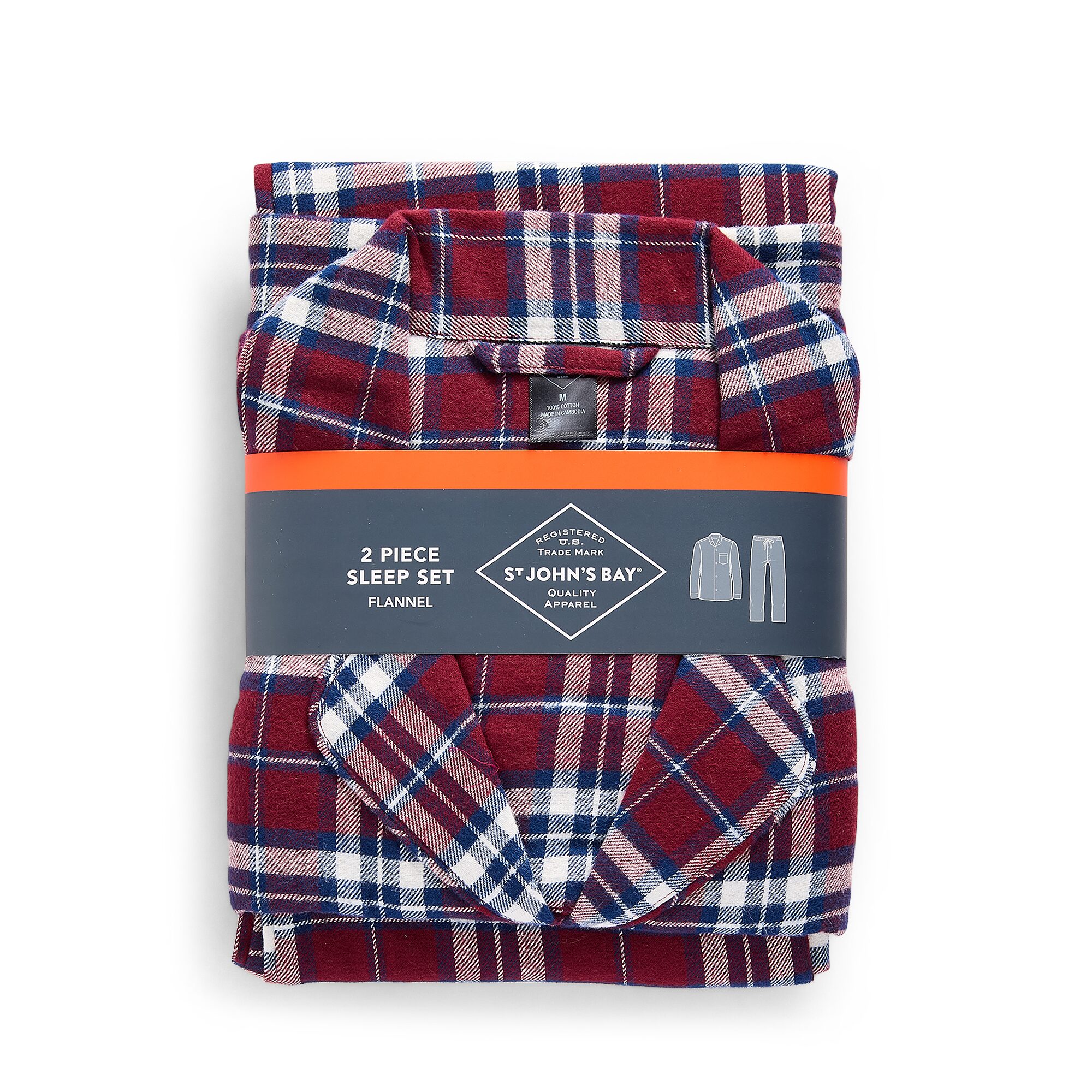 St. John's Bay Mens Flannel Long Sleeve 2-pc. Pajama Set