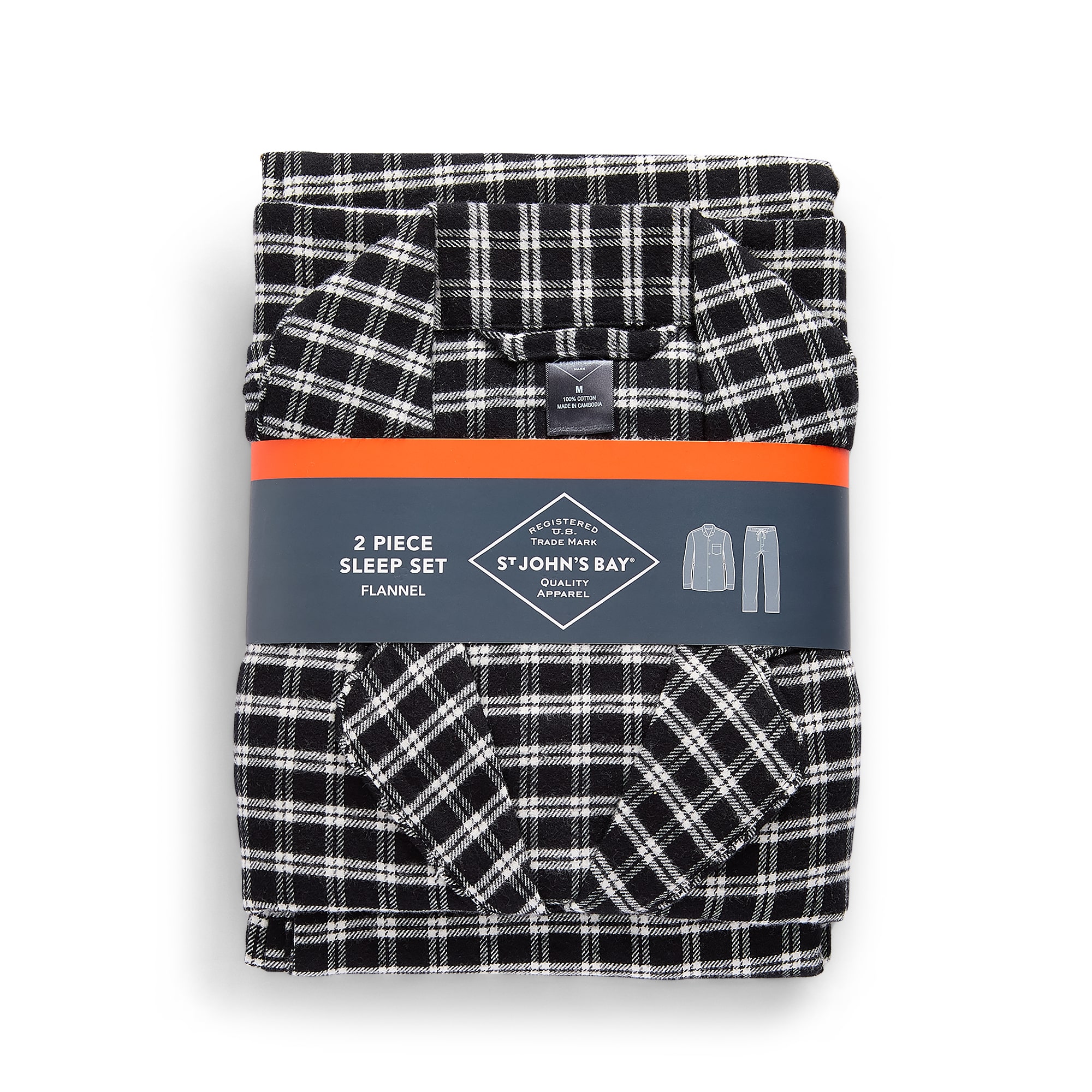 St. John's Bay Mens Flannel Long Sleeve 2-pc. Pajama Set