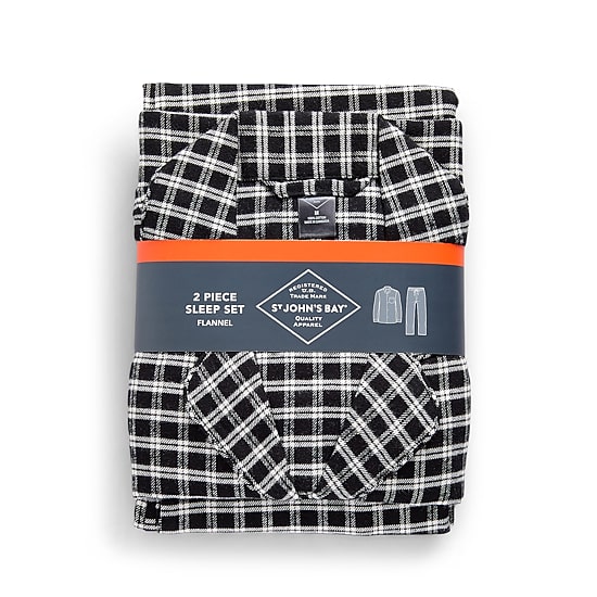 St. John's Bay Mens Flannel Long Sleeve 2-pc. Pajama Set