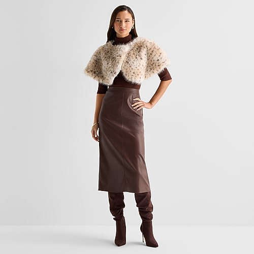 Worthington Faux Fur Wrap In Beige