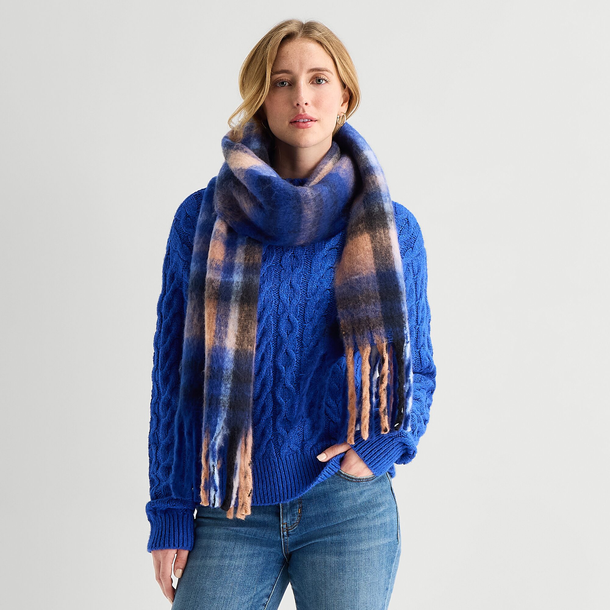 St. John's Bay Brushed Plaid Oblong Scarf