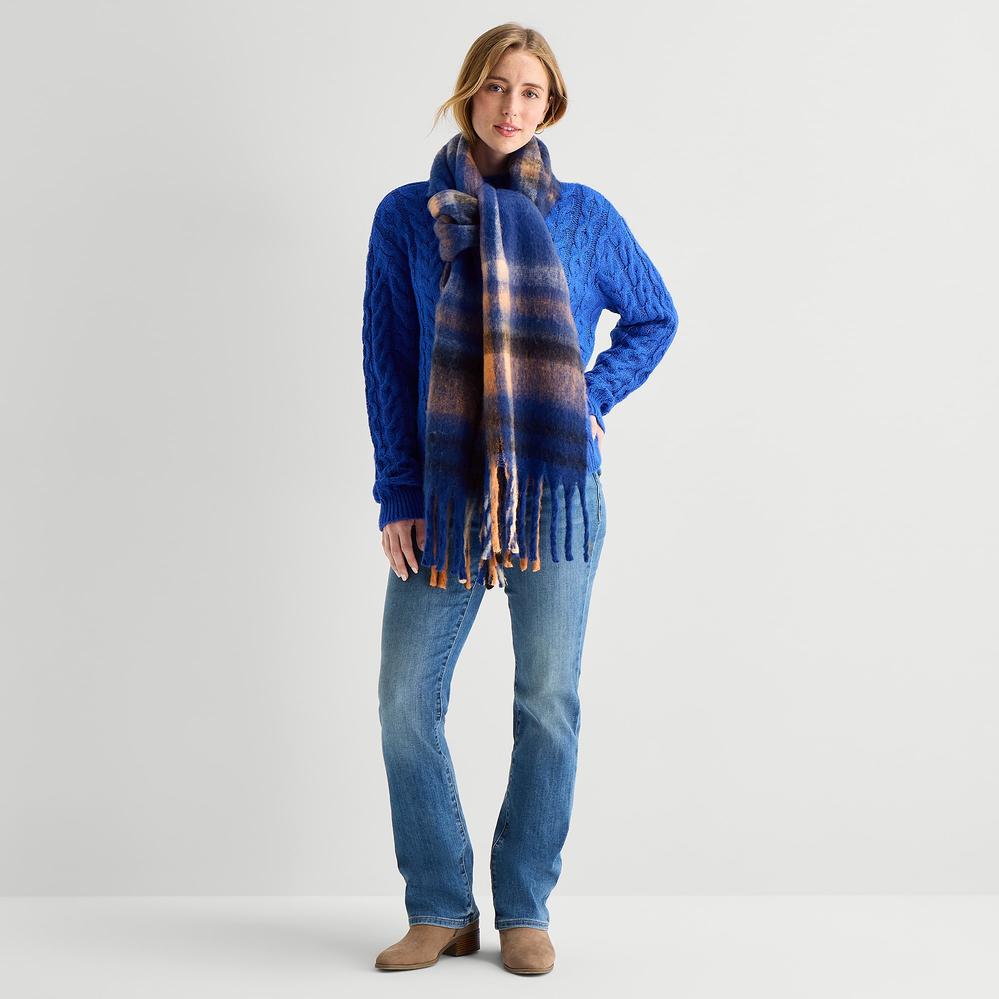 St. John's Bay Brushed Plaid Oblong Scarf