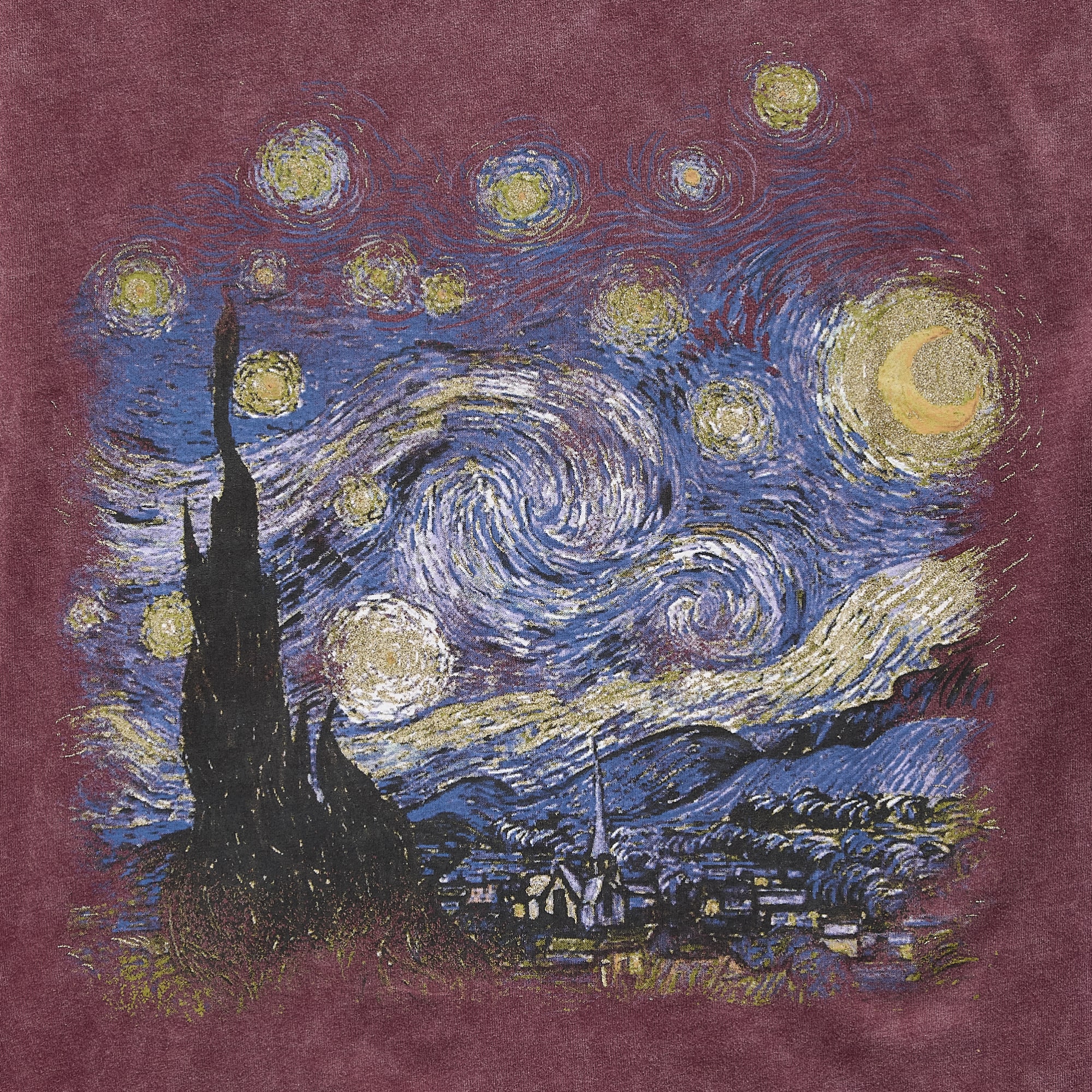 New World Starry Night Oversized Tee Womens Juniors Round Neck Short Sleeve Regular Fit Graphic T-Shirt