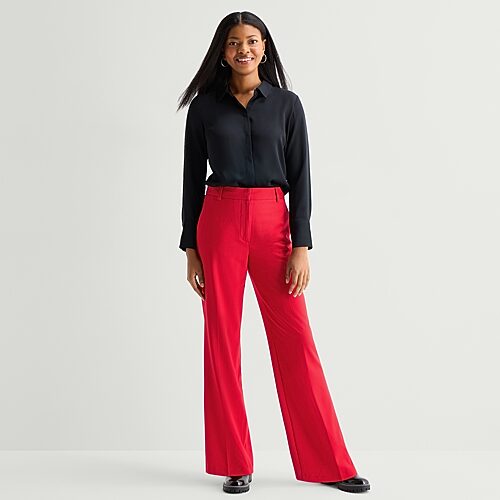 By & By By&by Womens Juniors Wide Leg High Rise Trouser In Red
