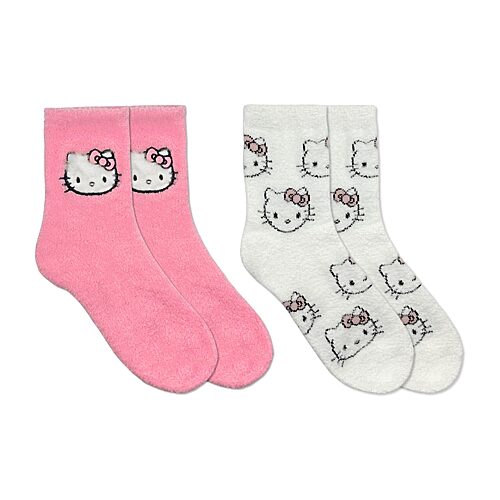 Licensed Properties Womens 2 Pair Hello Kitty Crew Socks In Pink