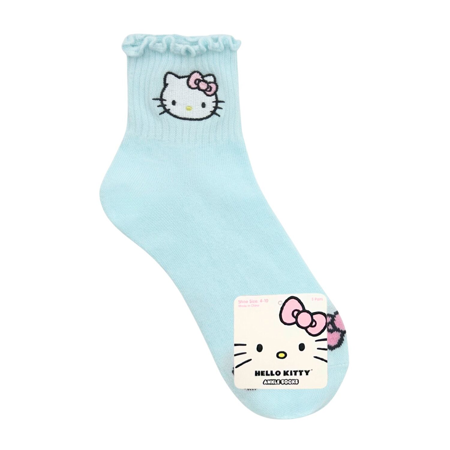Womens Multi-Pack 5 Pair Hello Kitty Quarter Ankle Socks