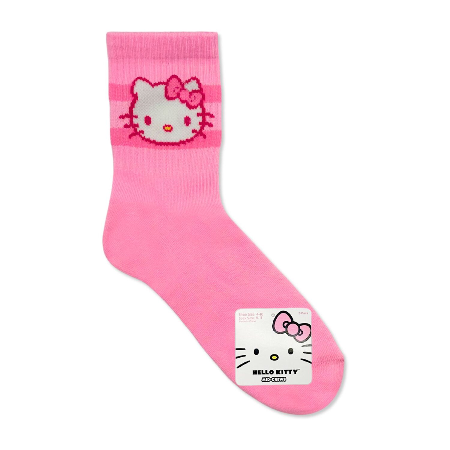 Womens Multi-Pack 3 Pair Hello Kitty Quarter Ankle Socks