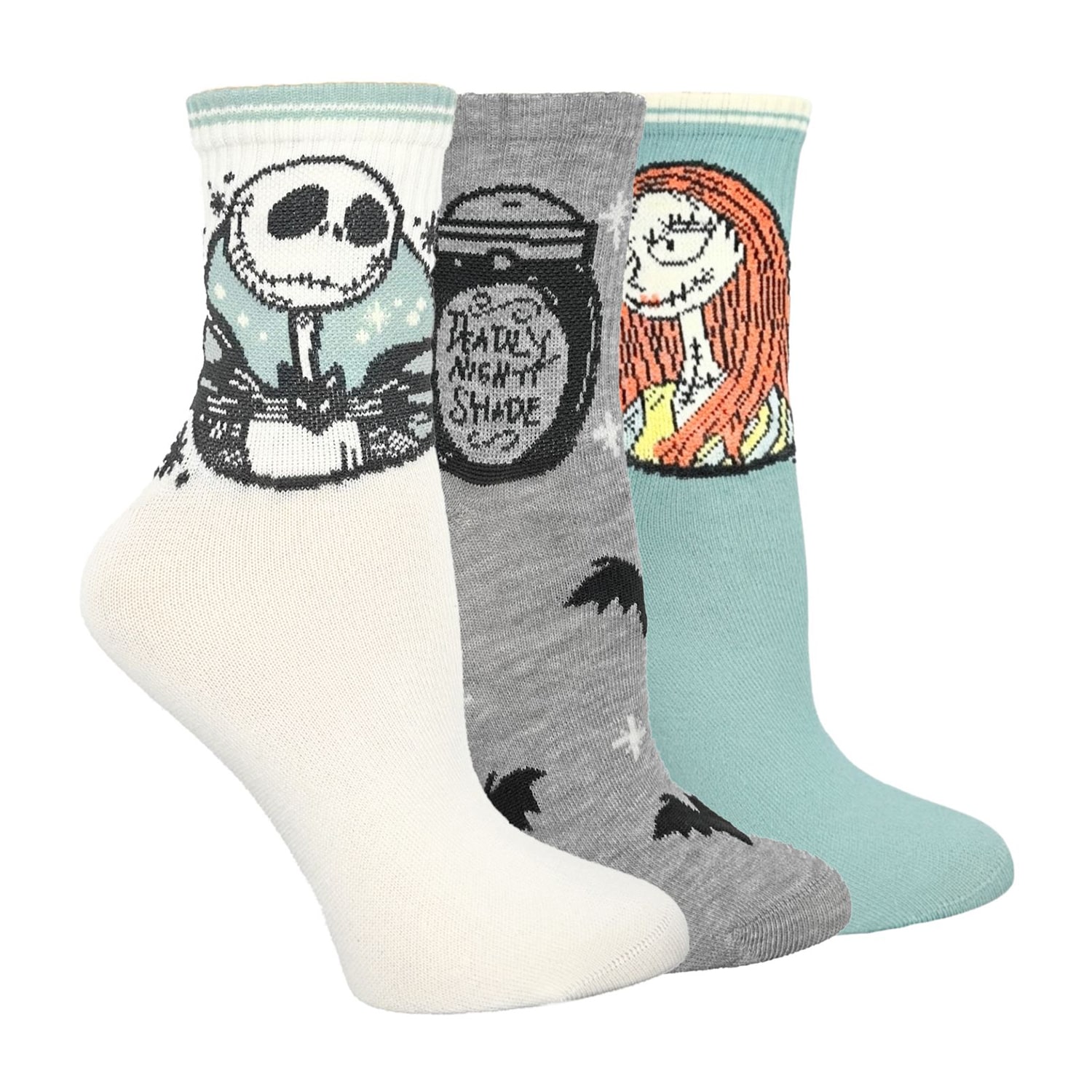 Womens Multi-Pack 3 Pair Nightmare Before Christmas Quarter Ankle Socks