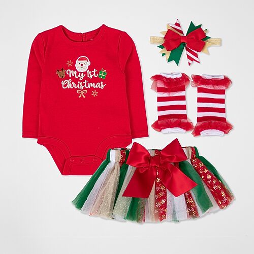 Baby Essentials My First Christmas Baby Girls 4-pc. Skirt Set, 12 Months, Red
