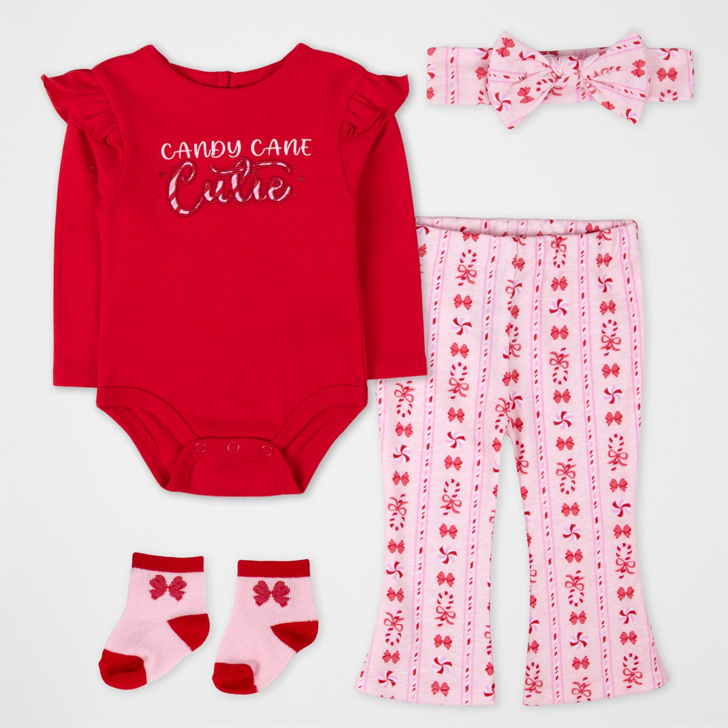 Baby Essentials Christmas Baby Girls 4-pc. Pant Set