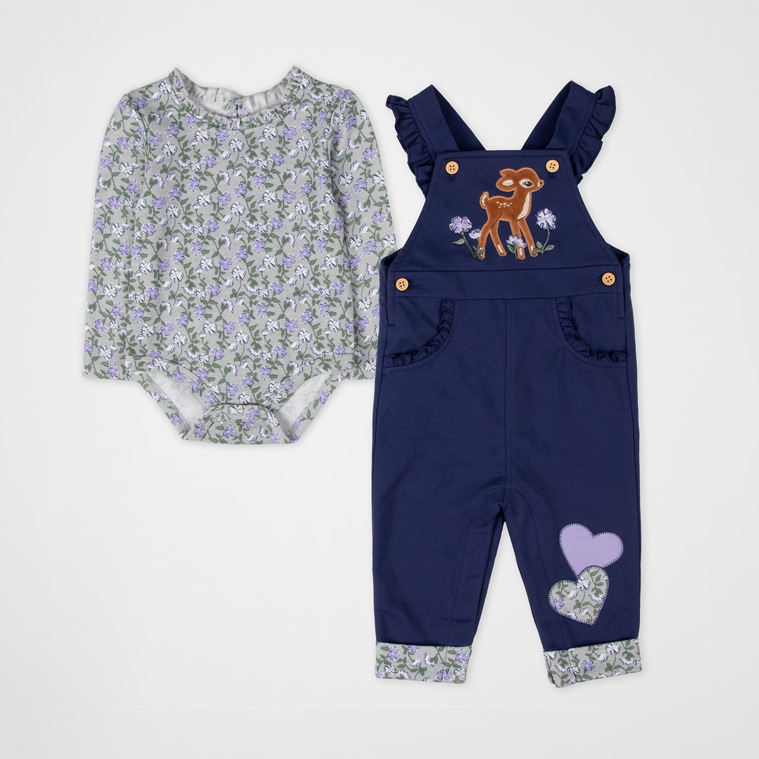 Baby Essentials Girls 3-pc. Overall Set