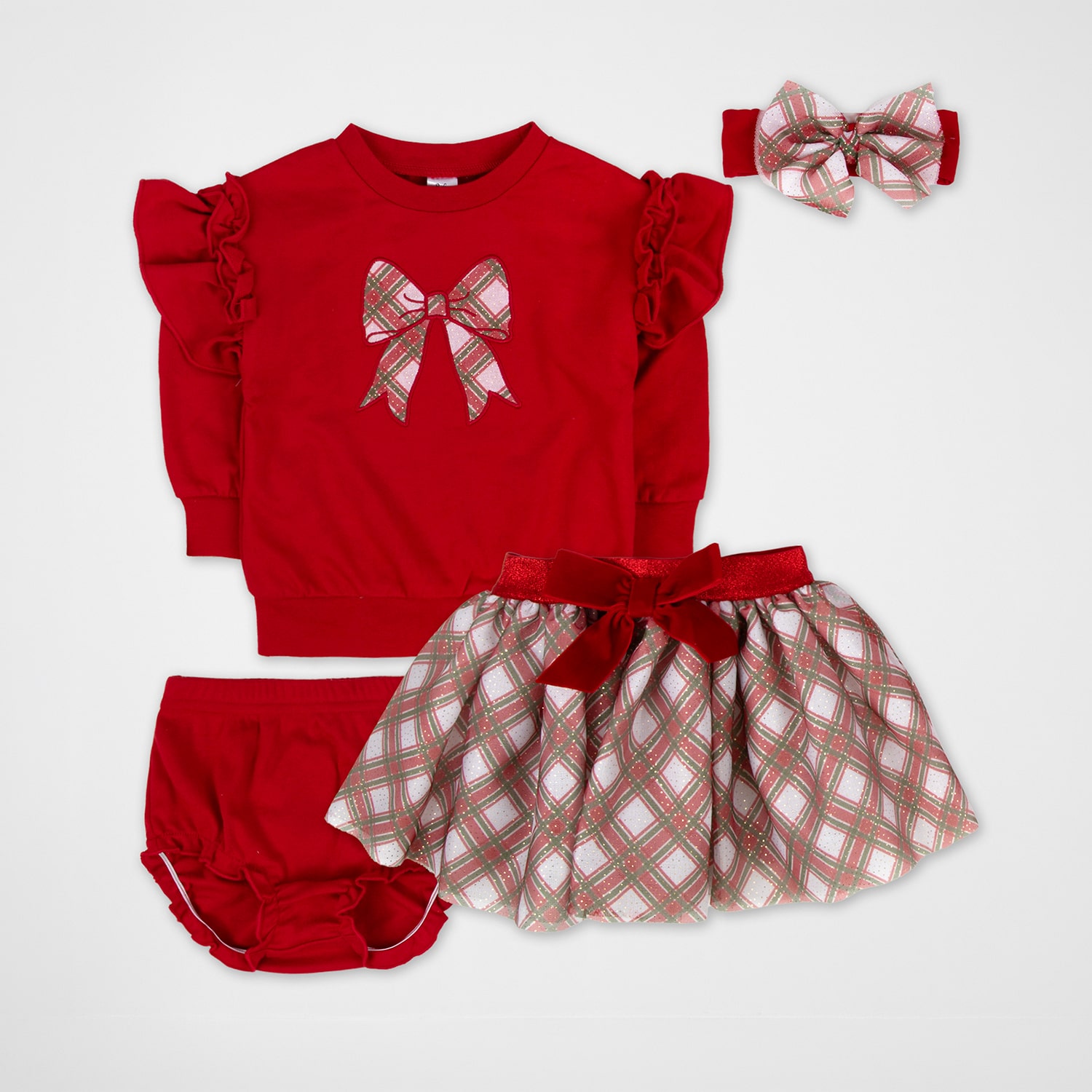 Baby Essentials Christmas Baby Girls French Terry 4-pc. Skirt Set