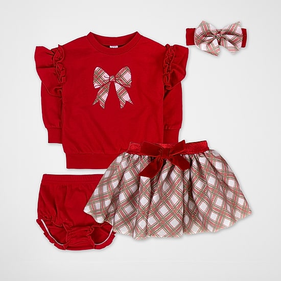 Baby Essentials Christmas Baby Girls French Terry 4-pc. Skirt Set