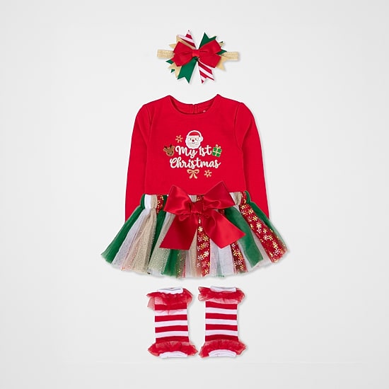 Baby Essentials My First Christmas Baby Girls 4-pc. Skirt Set