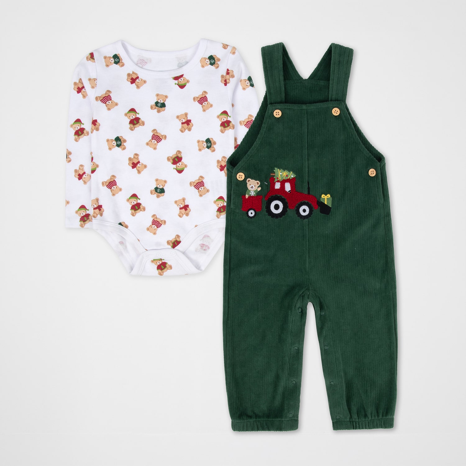 Baby Essentials Christmas Baby Boys Corduroy 2-pc. Overall Set