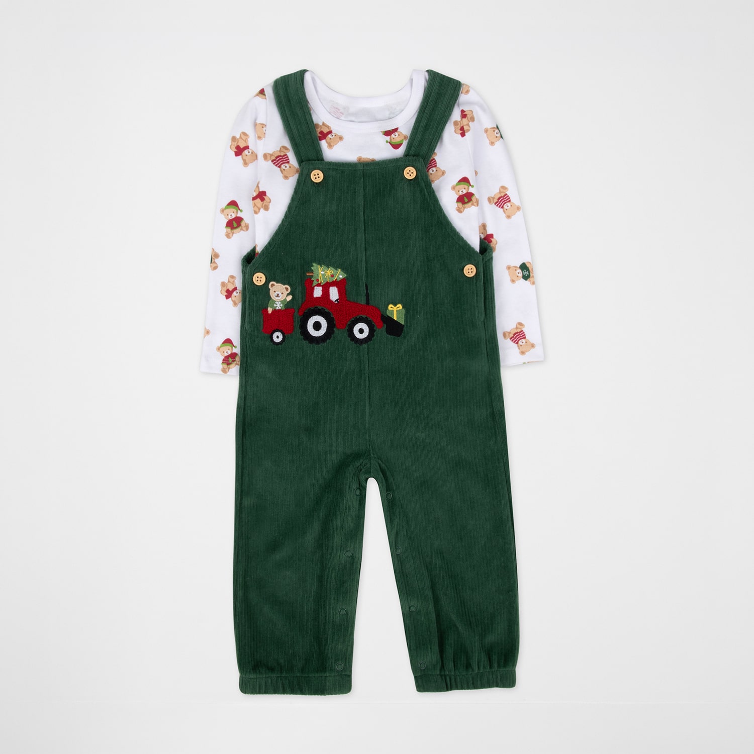 Baby Essentials Christmas Boys Corduroy 2-pc. Overall Set
