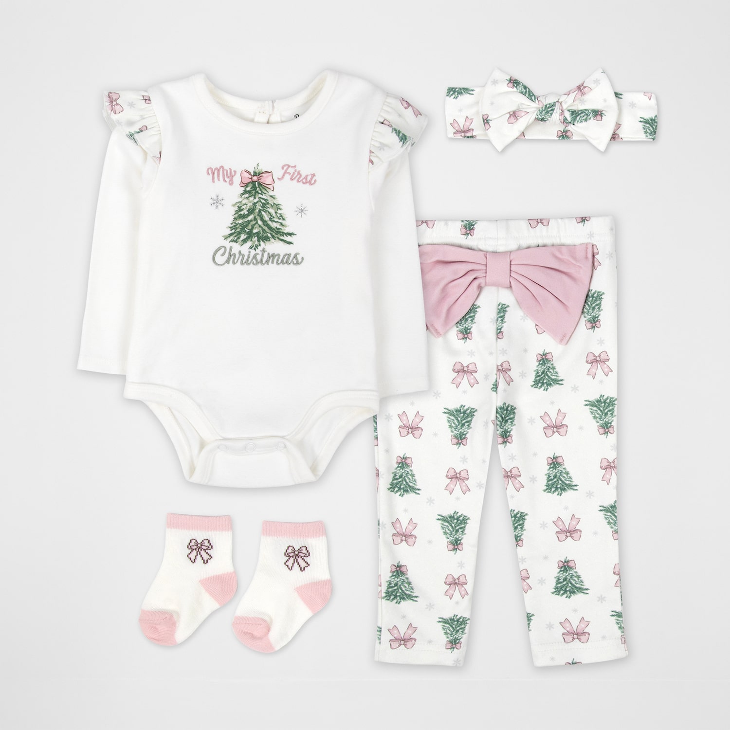 Baby Essentials My First Christmas Baby Girls Knit 4-pc. Pant Set
