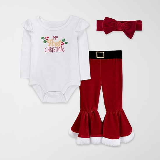 Baby Essentials My First Christmas Baby Girls Knit 3-pc. Pant Set