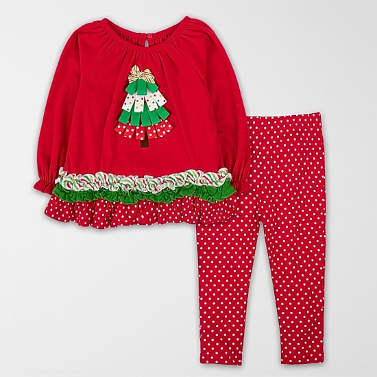 Baby Essentials Christmas Baby Girls Knit 2-pc. Pant Set