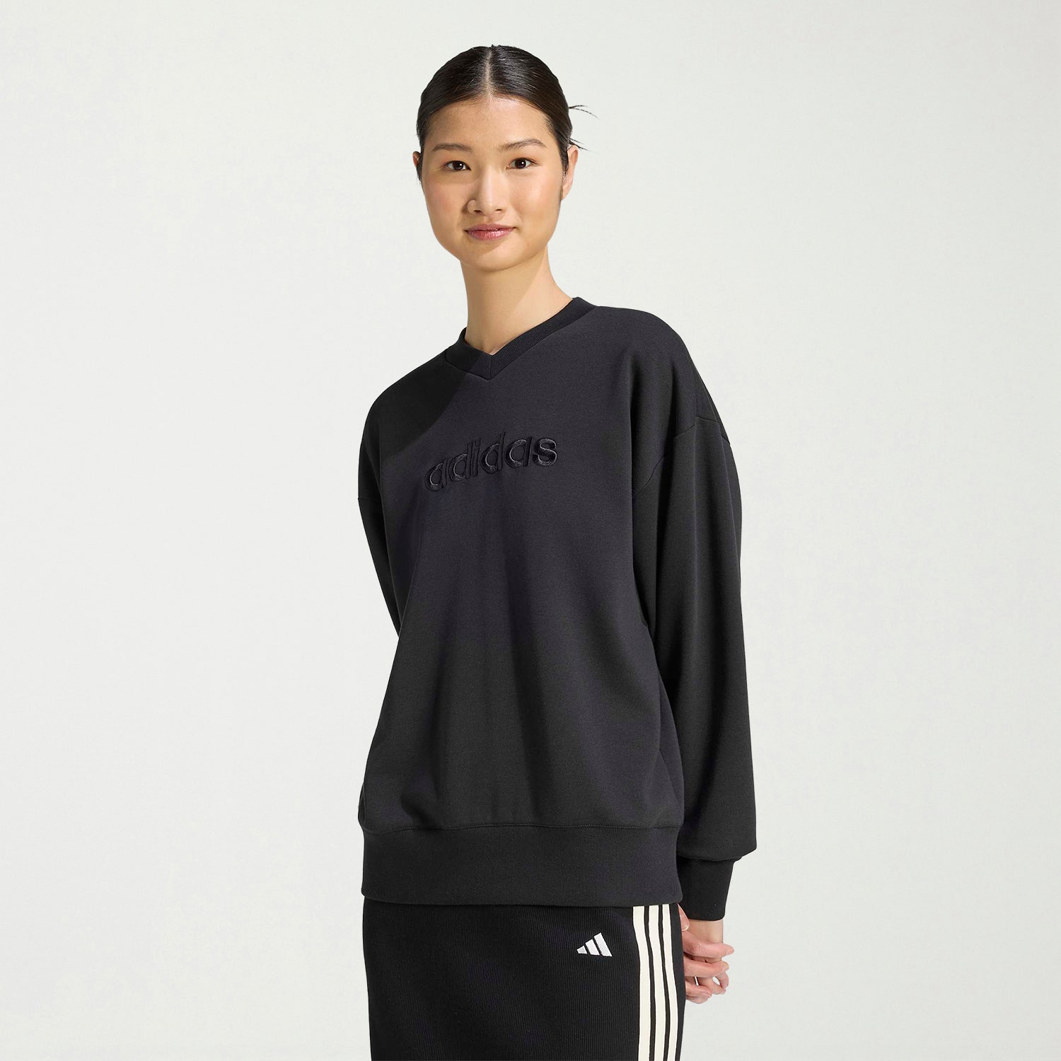 adidas Womens V Neck Long Sleeve Sweatshirt