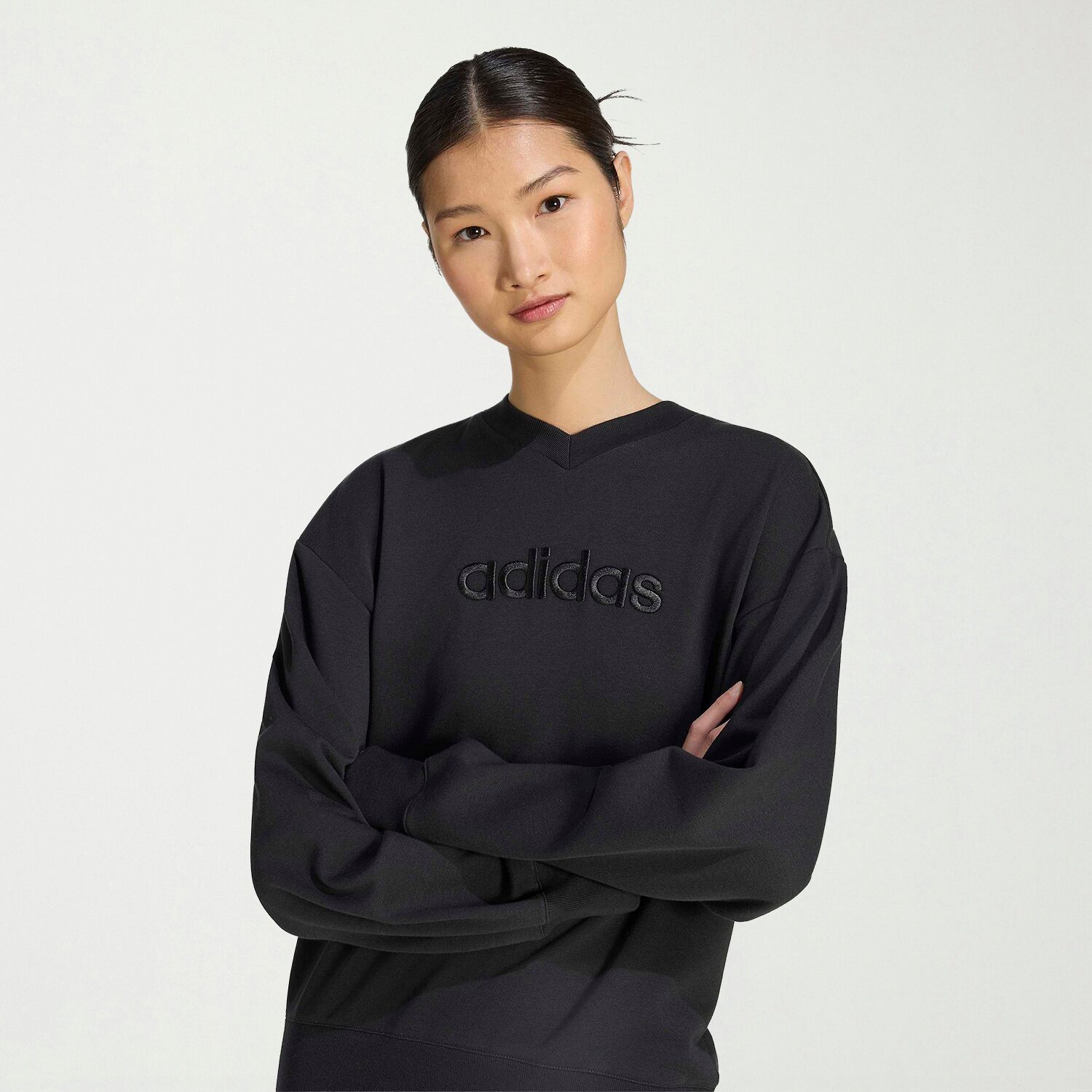 adidas Womens V Neck Long Sleeve Sweatshirt