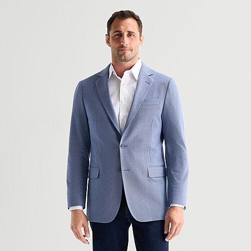 Stafford Textured Knit Mens Tonal Classic Fit Sport Coat In Blue