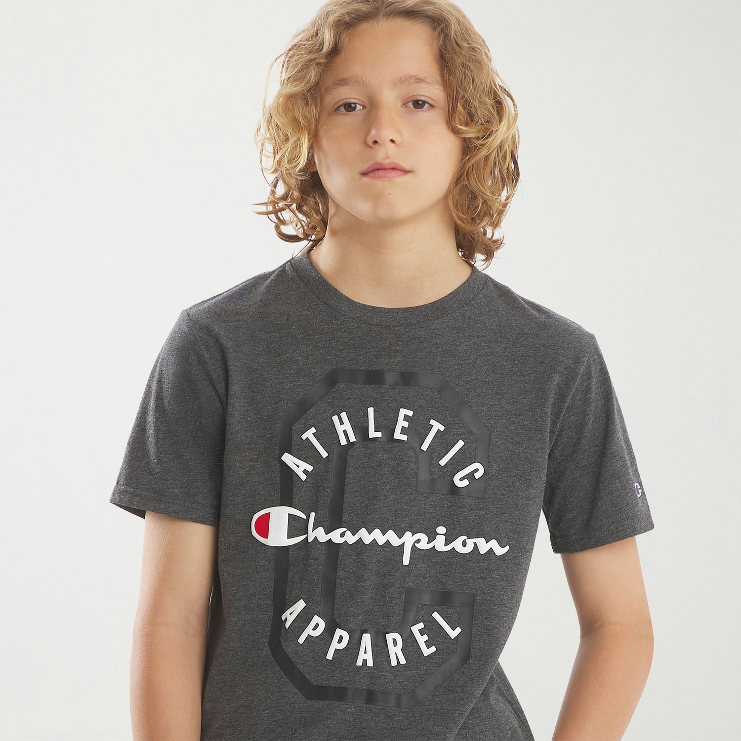 Champion Big Kid Boys Crew Neck Short Sleeve Classic Fit Graphic T-Shirt